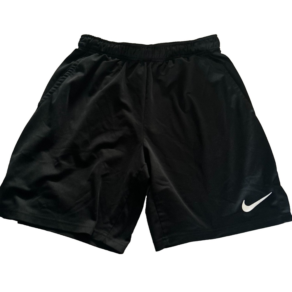 Vintage Nike Dri-Fit Athletic Short Mens L Black Swoosh Logo Drawstring Running